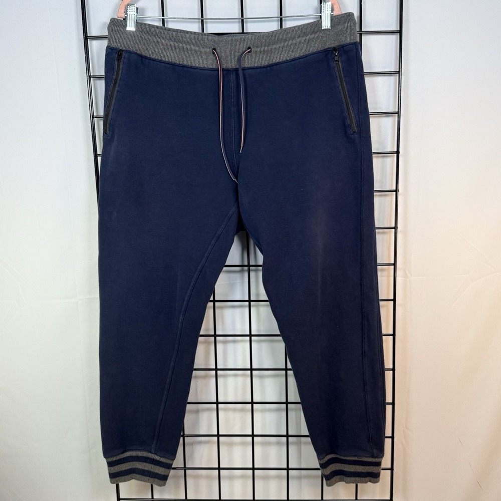 Tommy Hilfiger Sport Jogger‎ Sweatpants Mens L Blue Zipper Pockets Loungewear